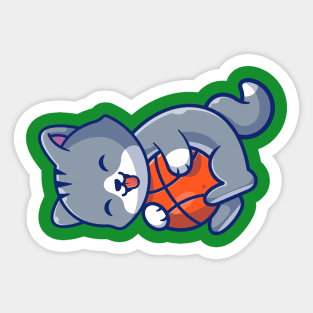 Cute Cat Playing Ball Cartoon (3) Sticker